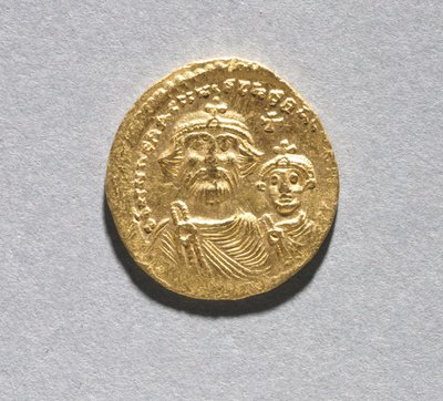 Solidus s Heracliem a jeho synem Heracliem Constantinem (avers), c.616-625 (zlato) (viz CVL 499741 pro rub) od School Byzantine