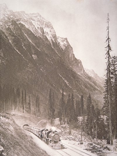 Kanadský tichomořský železniční vlak, kolem roku 1925 (černobílá fotografie) od School Canadian