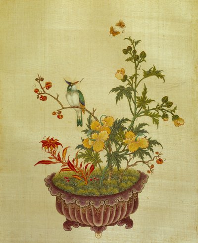 Art China: malba na hedvábné květiny a ptáci. Anonym z 18. století. Paříž, BN od School Chinese