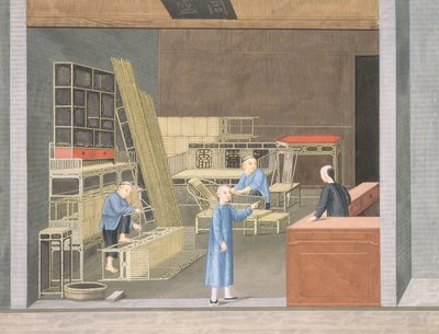 Obchod s bambusovým nábytkem (kvaš a akvarel na papíře) od School Chinese
