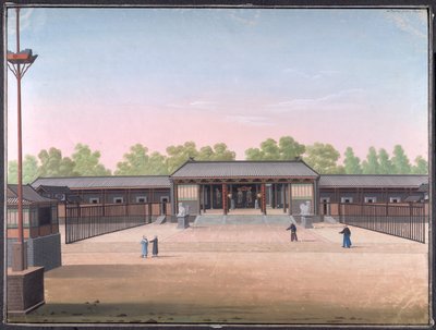 Soudní dvůr, Kanton (neprůhledný akvarel na papíře) od School Chinese