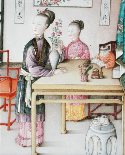 Detail z císařského kantonského panelu, období Qianlong od School Chinese