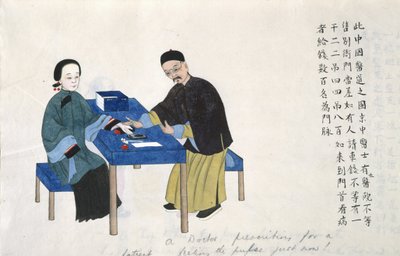 Nebo 11539 fol.89v Taking pulz, z alba scén života v Číně (akvarel na papíře) od School Chinese