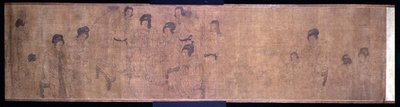 Palace Ladies at Leisure Handscroll, detail dam tvořících hudbu, podle originálu od Wen-chu Chou (fl.970) období Southern Sung, kolem 1140 (inkoust a pigment na hedvábí) (viz také 114251) od School Chinese