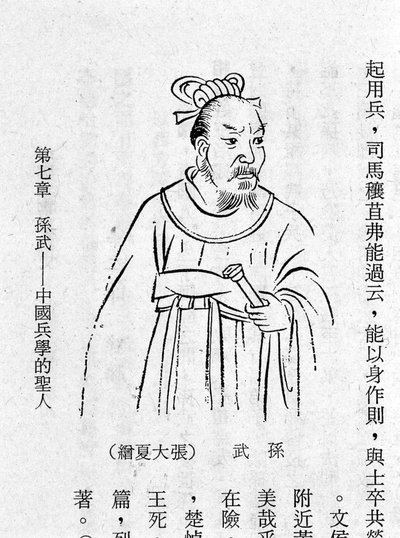 Portrét čínského Sun Tzu (Sun Zu nebo Sun Zi nebo Sunzi nebo Souen Tseu), teoretika Umění války, 4. století před naším letopočtem. od School Chinese