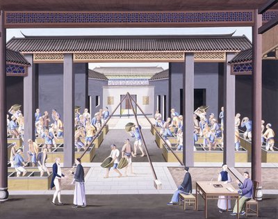 Pounding the Tea, cca 1800 (kvašové kresby na silném nativním papíře) od School Chinese