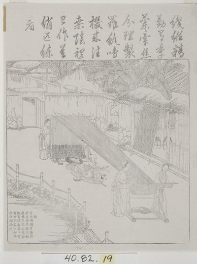 Sada dřevorytů, hedvábná kultura od School Chinese