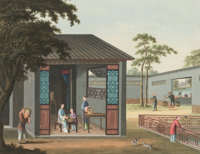 Výroba čaje, kolem roku 1820 (tělová a zlatá barva na hedvábí položená na papíře) od School Chinese