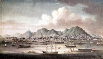 Přístav Hong Kong, polovina 19. století, anonymní čínská malba. od School Chinese