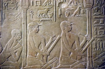 Starověký Egypt, reliéf/řezba, Merereukina hrobka, Merereukina mastaba, 6. dynastie, Sakkára, Starší vesnice nuceni přiznat úředníkům chybné daňové přiznání (foto) od School Egyptian