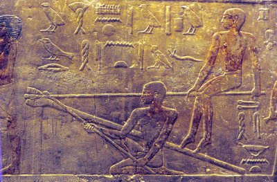 Starověký Egypt, Řezbářství/malířství, Mastaba/Tomb of Ti, Sakkára, 5. dynastie, Stavba lodí (foto) od School Egyptian