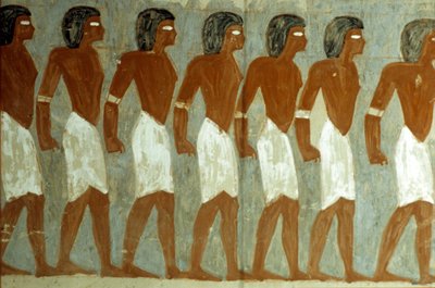 Starověký Egypt, Nástěnná malba, Spoutaní zajatci, Malba neúplná, Horemhebova hrobka od School Egyptian