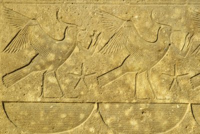 Starověký Egypt, Nástěnná malba/řezba, Laponci, představující různé egyptské kmeny, Chrám v Karnaku, Luxor (foto) od School Egyptian