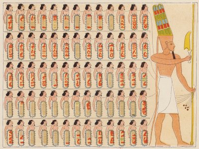 Staroegyptský faraon Šošenk I. v čele svého vojska (barevná litografie) od School Egyptian