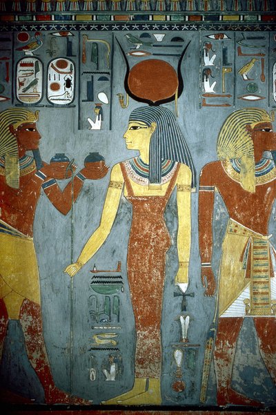 Luxor, Théby: (-1343 - -1314), egyptský faraon, na kterém je zobrazena bohyně Isis. od School Egyptian