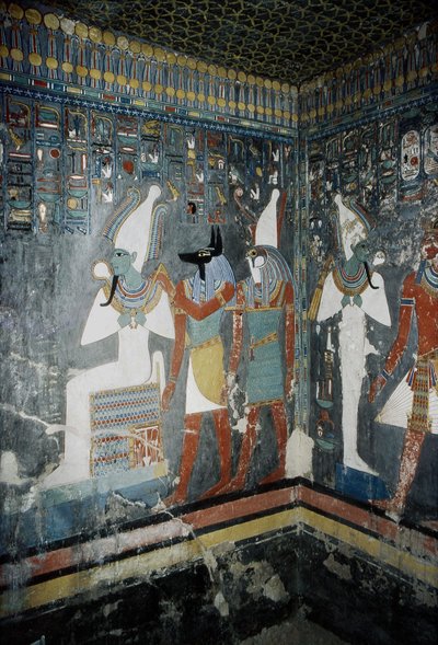 Luxor, Théby: (-1343 - -1314), egyptský faraon, na kterém je zobrazena bohyně Isis. od School Egyptian