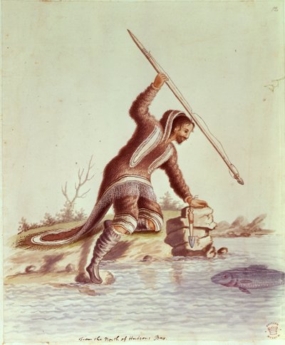 Přidejte 5253 fol. 12 Inuitské kopí ryby (barva litho) od School English