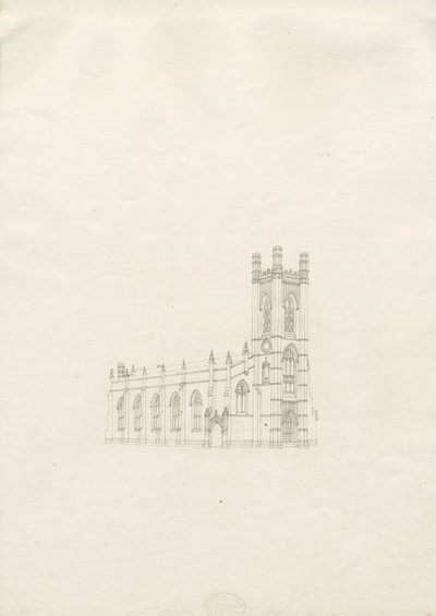 Burton-upon-Trent - Kostel Nejsvětější Trojice: kresba, nd [20. léta 19. století] (kresba) od School English