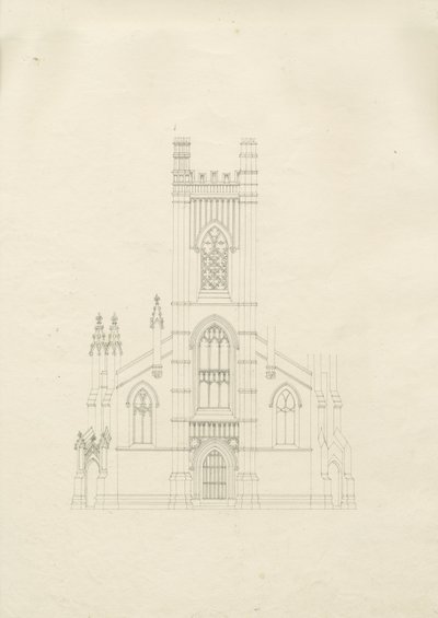 Burton-upon-Trent - Kostel Nejsvětější Trojice: kresba, nd [20. léta 19. století] (kresba) od School English
