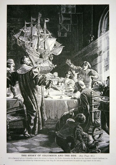 Kryštof Kolumbus a vejce (litografie) od School English