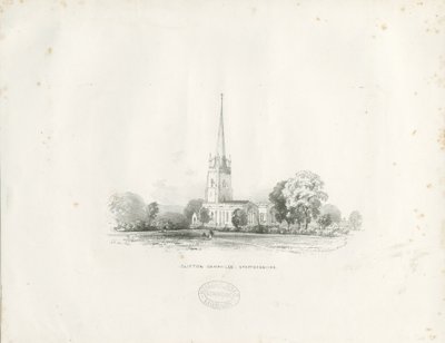 Clifton Campville Church: litografie od School English