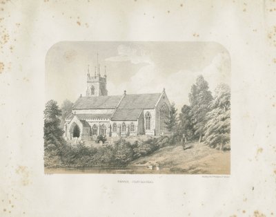 Colwich Church: tónovaná litografie od School English