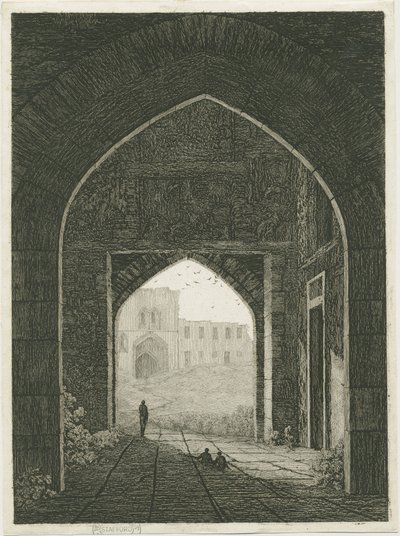 Dudley Castle – Gatehouse and North Gateway: lept a [?19. století] (tisk) od School English