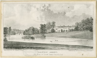 Ellastone – Calwich Abbey: litografie, nd [kolem roku 1839] (tisk) od School English