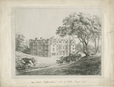 Keele Hall: litografie a [18. století] (tisk) od School English