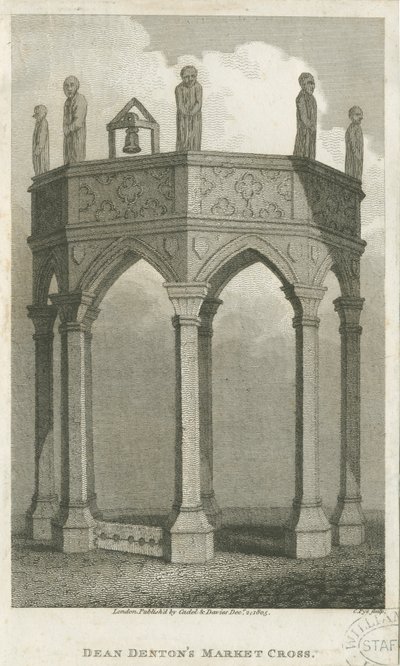 Lichfield - Market Place: rytina, nd [c 1805] (tisk) od School English
