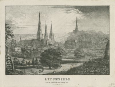 Lichfield - North West View: litografie a [?19. století] (tisk) od School English