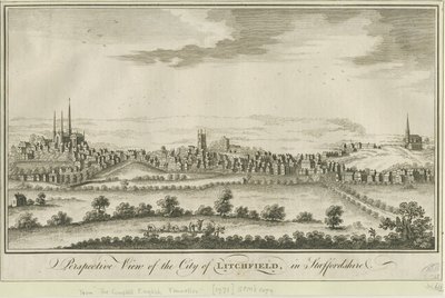 Lichfield - jihozápadní pohled: rytina, nd [1771] (tisk) od School English