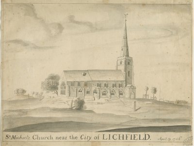 Lichfield - Kostel sv. Michaela: sépiová kresba od School English