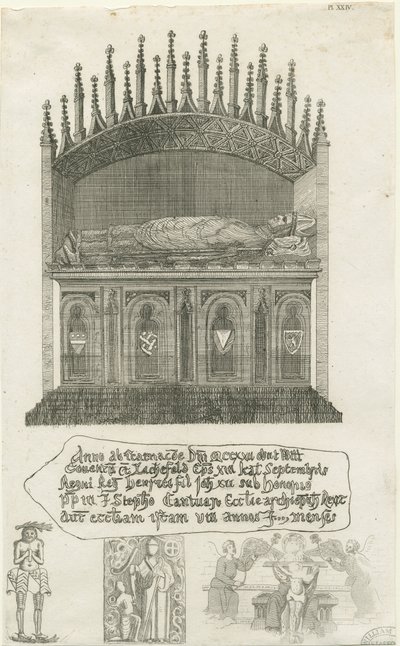Katedrála Lichfield - Biskupská hrobka [?Bishop Cornhill]: lept, nd [?konec 18. století] (tisk) od School English