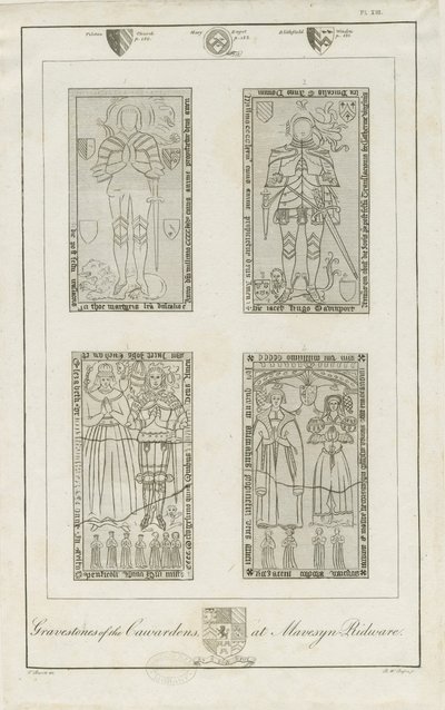 Mavesyn Ridware - Gravestones of the Carwardens: rytina, nd [konec 18. století] (tisk) od School English