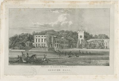 Okeover Hall - litografie, nd [c 1839] (tisk) od School English