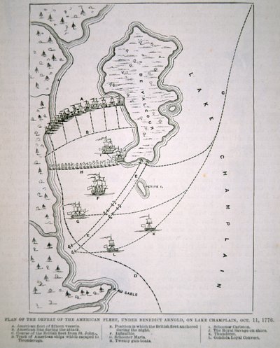 Plán porážky americké flotily na jezeře Champlain (litho) od School English