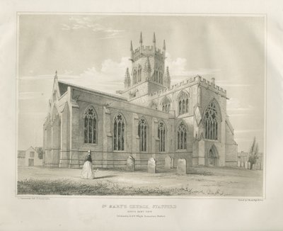 Stafford - Kostel Panny Marie: tónovaná litografie, nd [c 1845] (tisk) od School English