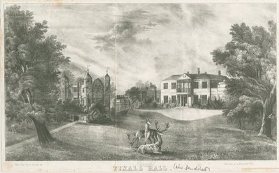 Tixall Hall and Gatehouse: litografie, nd [c 1833] (tisk) od School English