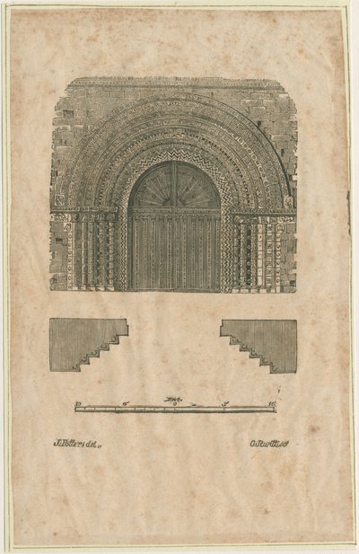 Tutbury Priory Church - West Doorway: dřevoryt, nd [? počátek 19. století] (tisk) od School English