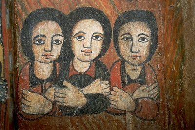 Detail nástěnné malby (freska) od School Ethiopian