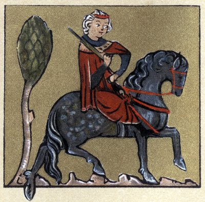 Trubadúr středověku, ilustrace z knihy Hermanna Suchiera "Histoire de la Literature Francaise". od School French