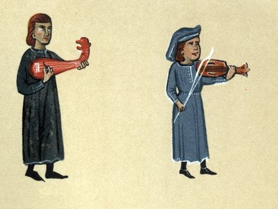 Trubadúr středověku, ilustrace z „Histoire de la Literature Francaise“ od Hermanna Suchiera od School French