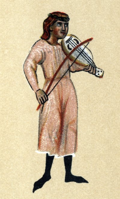 Trubadúr středověku, ilustrace z „Histoire de la Literature Francaise“ od Hermanna Suchiera od School French