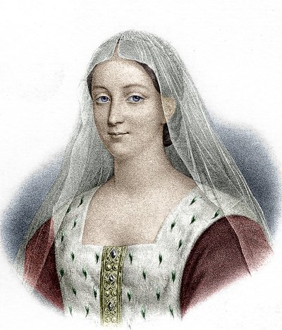 Agnes Sorel, milenka francouzského krále Karla VII (barevná rytina) od School French