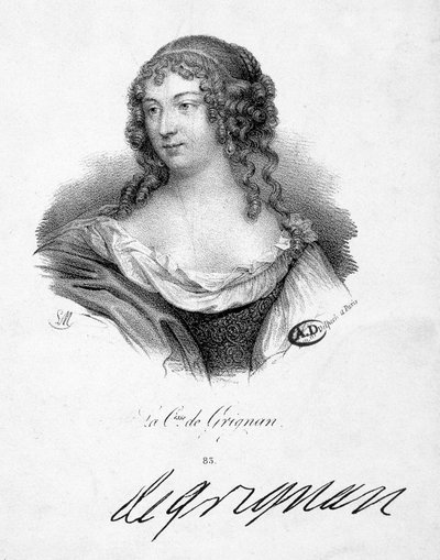Francoise Marguerite de Sevigne, hraběnka z Grignanu (1648-1705), dcera Marie de Rabutin-Chantal (Rabutin Chantal), markýza ze Sevigne dit Madame de Sevigne (1626-1696) - rytina, n.d. od School French