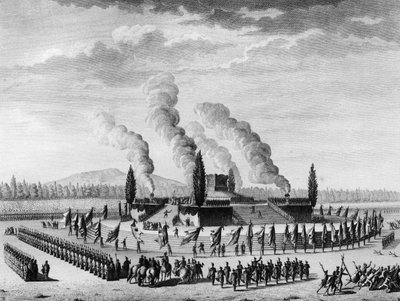 Francouzská revoluce: Funebres na počest občanů, kteří zemřeli v Nancy v září 1790. Paříž, Knihovna Ústavu dějin revoluce od School French