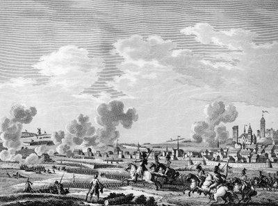 Francouzská revoluce a příchod kontrarevolučních sil: vítězství francouzských revolucionářů v Jemmapes 6. listopadu 1792 nad rakouskou armádou v Belgii. Paříž, knihovna Ústavu dějin revoluce od School French