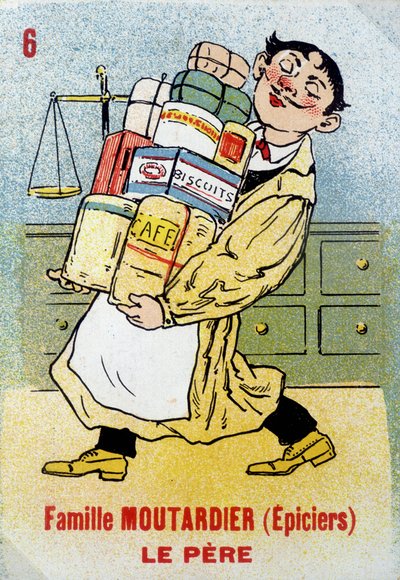 Hra sedmi rodin: Otec rodiny Hořčice (Grocers). Muzeum karet Jouier, Issy-les-Moulineaux. od School French
