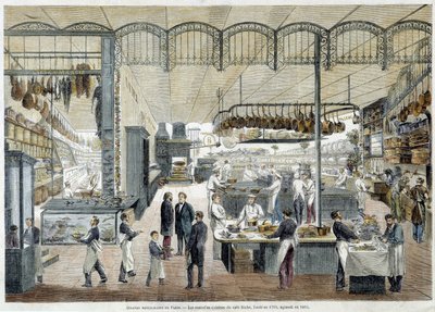 Skvělé restaurace v Paříži: nové kuchyně Café Riche, založené v roce 1785, rozšířené v roce 1865. od School French